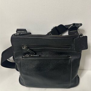 ROOTS- black leather crossbody purse